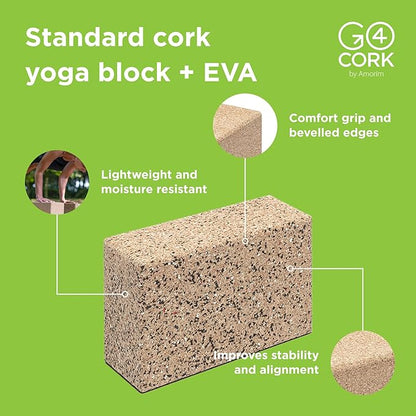 Go4Cork Cork Yoga Block for Yoga, Pilates & Meditation | Non-Slip, Hypoallergenic, Sustainable, Non-Toxic Yoga Block