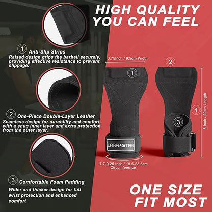 LARA STAR Weight Lifting Wrist Straps for Maximum Grip Support,Lifting Strap for Weightlifting, Gym Grips Hook for Deadlifts, Powerlifting, Heavy Shrug Women/Men