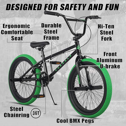 Freestyle BMX Bike, 18 20 Inch Kids Bicycle for 5-13 Years Old Kids and Beginner Level Rider, Multiple Colors