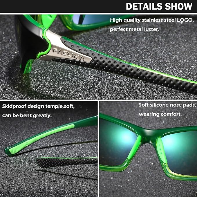 FAGUMA Sports Polarized Sunglasses For Men Cycling Driving Fishing UV400 Protection