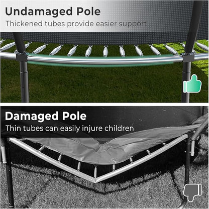 10 12 14 15 16FT Outdoor Trampolines for Kids and Adults, Pumpkin Trampoline with Curved Poles, Recreational Trampoline with Basketball Hoop and Safety Enclosure Net for Kids and Adults