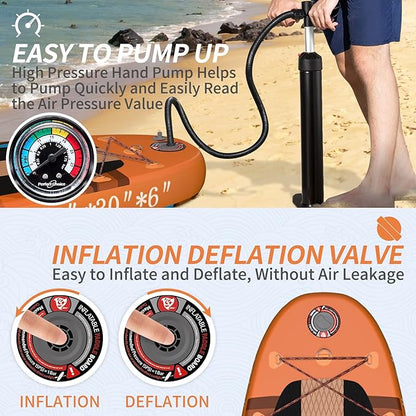 Inflatable Stand Up Paddle Board, 10'x30''x6'' Ultra-Light Paddleboards for All Skill Levels with SUP Accessories, Paddle, Fins, Leash, SUP Pump, Backpack