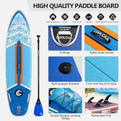 Inflatable Paddle Board, Stand Up Paddleboard with Premium SUP Accessories for Fishing & Yoga, 460lb Capacity, Non-Slip EVA Deck, Blow Up Paddle Boards for Adults & Beginner