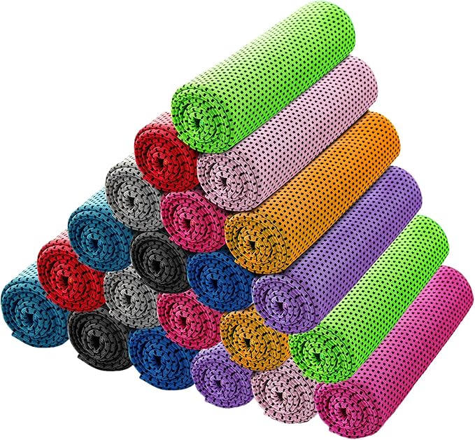 Ponpon 30pcs Cooling Towel Ice Towel Cooling Towels for Neck and Face Microfiber Cooling Towel for Gym, Travel, Yoga, Camping, Running, Outdoor Sport (10 Colors)