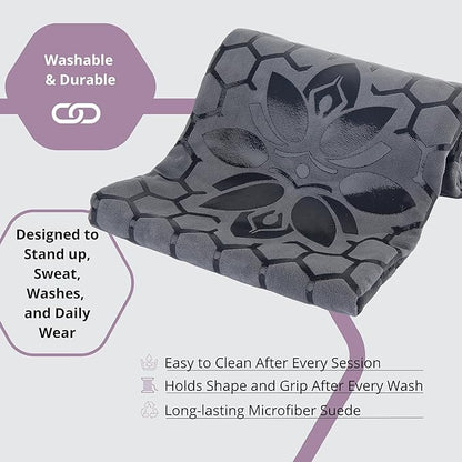 Clever Yoga Non-Slip Hot Yoga Towel – Non-Slip Grip for Hot Yoga, Sweat Absorbent, Honeycomb Silicone Grip, Stays Flat – Ideal for Pilates, Travel, Washable & Lightweight - Gray