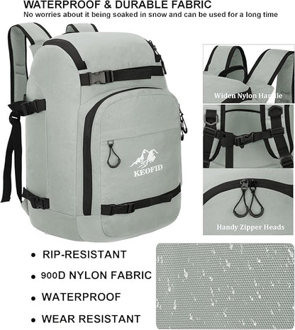 KEOFID 50L Ski Boot Bag Backpack, Waterproof Ski Bag, Travel Backpack for Ski Helmet, Snowboard