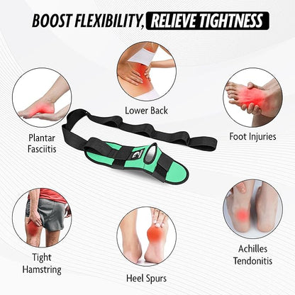 DMoose Fitness Foot & Calf Stretcher with Adjustable Padded Stretching Strap for Plantar Fasciitis, Hamstring, Heel Spurs and Achilles Tendonitis Relief - Yoga Leg Stretch Strap for Flexibility