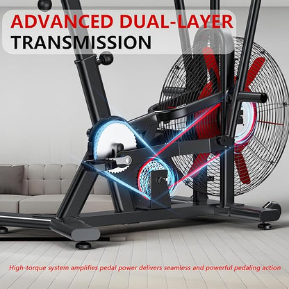 Air Bike, Wenoker Exercise Bike Air Resistance Stationary Bike for Home, Indoor Bike with Dual Action Handlebars, APP Connection Customizable Monitor