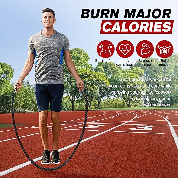 Jump Rope, Weighted Jump Ropes for Men women, 2.8lb 3lb 3lb 5lb 5lb Heavy