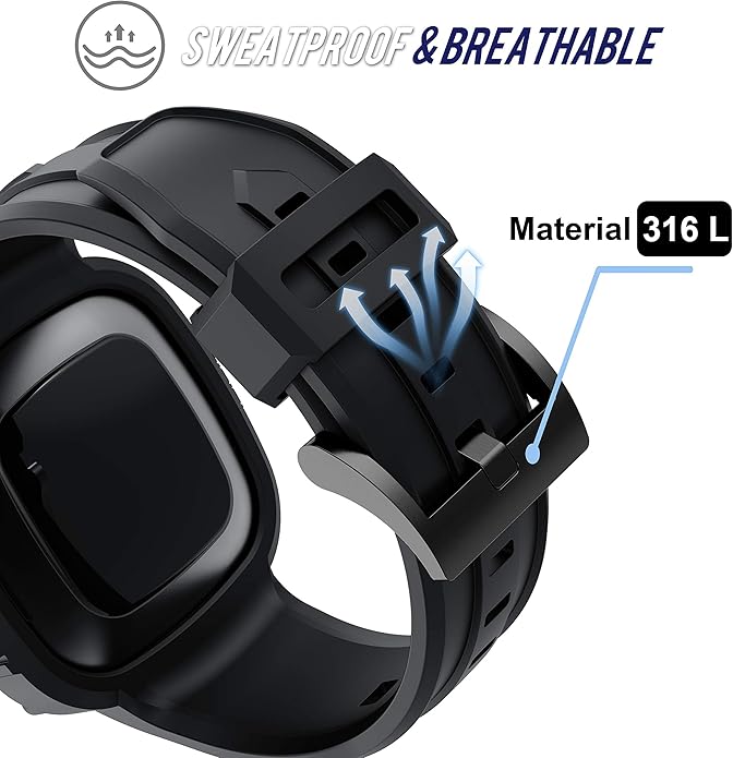 GELISHI Compatible with Fitbit Versa 3 Bands with Bumper,TPU Sport Protective Case Rugged Protector Replacement Strap Accessories for Fitbit Sense/Fitbit Versa 3 Smart Watch