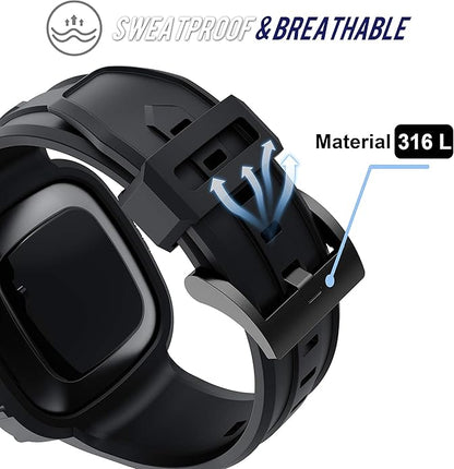 GELISHI Compatible with Fitbit Versa 3 Bands with Bumper,TPU Sport Protective Case Rugged Protector Replacement Strap Accessories for Fitbit Sense/Fitbit Versa 3 Smart Watch