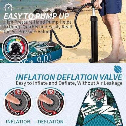Inflatable Stand Up Paddle Board, 10'x30''x6'' Ultra-Light Paddleboards for All Skill Levels with SUP Accessories, Paddle, Fins, Leash, SUP Pump, Backpack