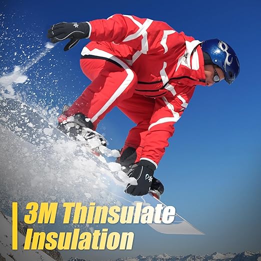 HANDLANDY Waterproof Insulated Work Gloves, 3M Thinsulate Thermal Winter Gloves for Men Women Touch Screen, Warm Ski Snowboard Cold Weather Gloves (Black, X-Large)