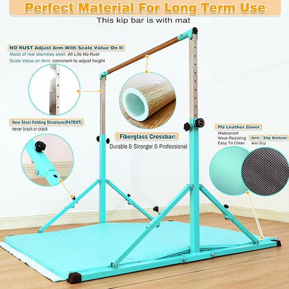 4FT/5FT Gymnastic Bar Set Gymnastics Horizontal Bar Gymnastics Kip Bar for Kids Home Use