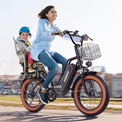 2 Seater Electric Bike, 48V 20AH(𝟗𝟔𝟎𝐖𝐇) Large Removable Battery, 𝟏𝟑𝟎𝟎𝐖 Peak Motor, 20"x 4.0" Fat Tire Ebike for Adults, 80+Miles Max,30+MPH, City Couple E Bike for All Terrain