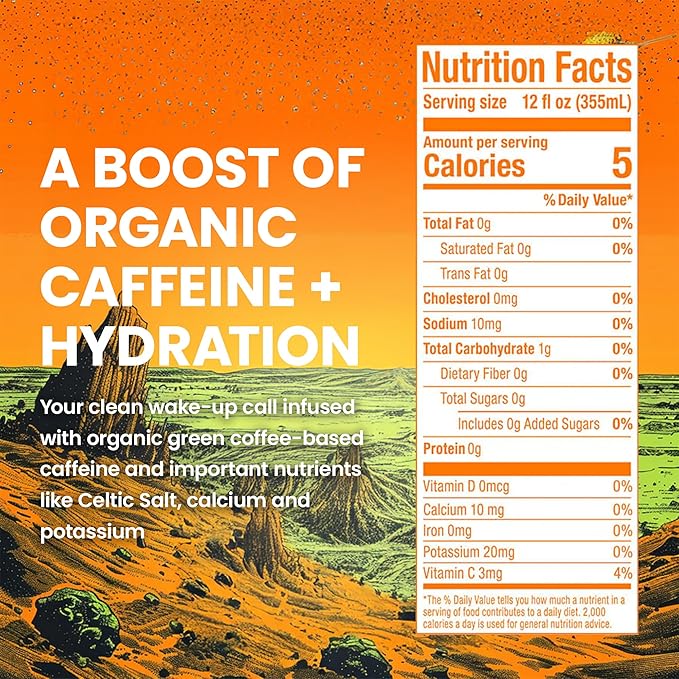 JUNO ENERGY Limeade Sparkling Energy Drink - Sugar Free Electrolytes, Energizing and Hydrating with 125mg Organic Caffeine from Green Coffee Beans, Organic Monk Fruit, Lime Juice & Electrolytes - Vegan, Gluten Free, 12 Pack