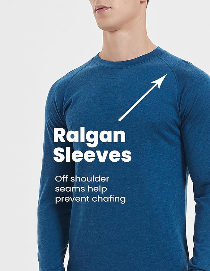 Iguana Mens 100% Merino Wool Base Layer Sets for Ski Lightweight Thermal Underwear