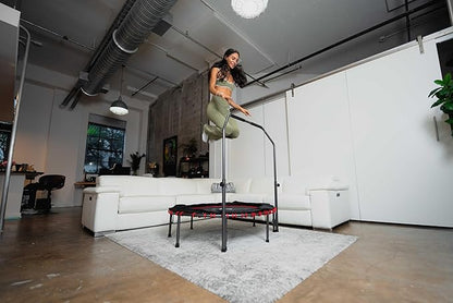 40/48" Low-Impact Rebounder Trampoline for Adults with Bungee, 450/550LBS Quiet Mini Exercise Trampoline with Adjustable U/T-Shaped Foam Handle Bar, Fitness Equipment for Indoor/Gym Workout