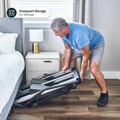 Echelon Stair Climber Sport for Low Impact Cardio at Home – Foldable Design, 3 Incline Levels, Adjustable Resistance, 3 inch Display, Bluetooth, 2 Handle Positions (Battery Powered)