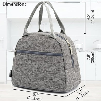 FlowFly Insulated Lunch Cooler Bag - Tote Bag Organizer for Women/Men, Heather Grey