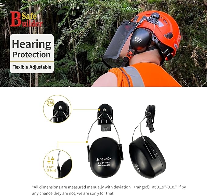 Forestry Safety Helmet with Build-in Visor Mesh Face Shield Ear Muffs 4 in 1 Chainsaw Safety Hard Hats