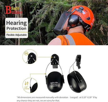 Forestry Safety Helmet with Build-in Visor Mesh Face Shield Ear Muffs 4 in 1 Chainsaw Safety Hard Hats