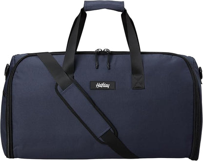 Halfday Convertible 2-in-1 Garment Duffel Weekender Bag 45L | Wrinkle-Free Travel, Hanging Suit Compartment, Shoe Pockets, Trolley Sleeve. Durable & Water-Resistant Carry-On, Marine