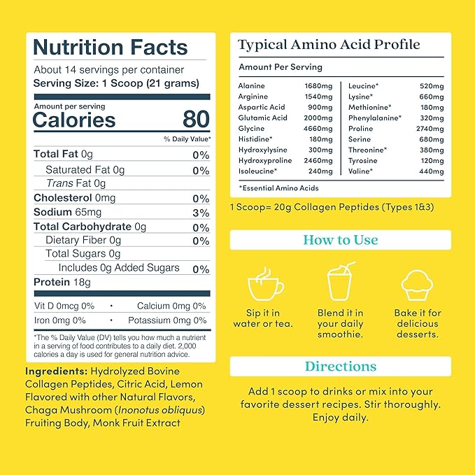 Further Food Lemon Collagen Peptides Powder, Grass-Fed Pasture-Raised Hydrolyzed Type 1 & 3 Protein, Gut Health + Joint, Hair, Skin, Nails, Paleo Keto Sugar-Free 10.50 oz