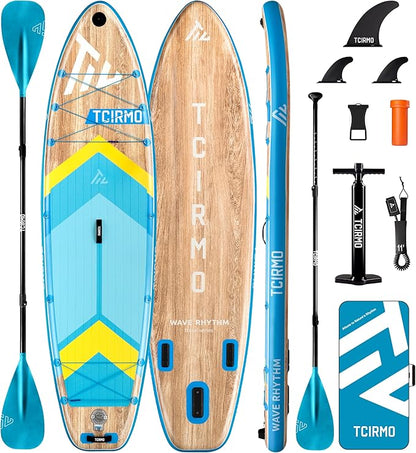 Inflatable Stand Up Paddle Board for Adults with Seam Welded Technology, 10'6''x33''x6'', Durable SUP with Dual-Blade Paddle and Complete Accessories, 390 lbs Capacity, Beginner-Friendly