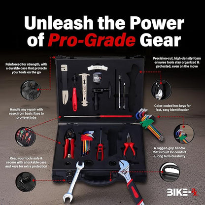 Elite 37pc Bike Tool Kit – Bicycle Repair Set for Mountain, Road, BMX & Ebikes, w/Chain Breaker, Tire Repair, Maintenance Kit & Lock Case