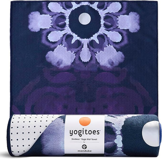 Manduka Yogitoes Yoga Towel – Rubber Grip Dots Non-Slip Bottom, Quick Dry Fitness Towel for Hot Yoga, Pilates, Exercise
