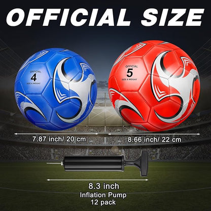 12 Pack Operation Christmas Bulk Items Soccer Ball with Pump Needles, Official Size 3/4/5 Soccer Ball Deflated Gift for Christian Charity Donation Training Practice