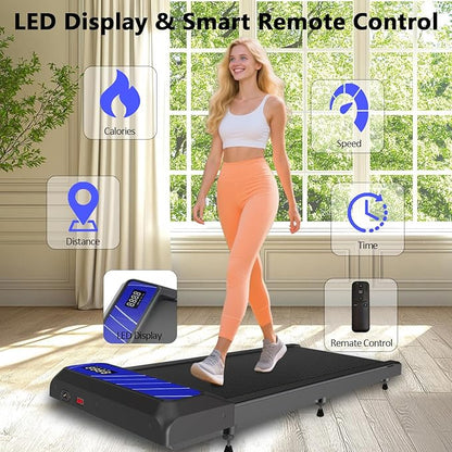 2.5HP Walking Treadmill Pad Incline, Under Desk Treadmill with Remote, 3 in 1 Low Noise Small Walking Mini Pad with Led Screen, Compact Treadmills for Home, 265lbs Capacity