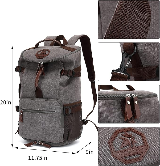 Kalesi Gym Duffle Bag Backpack 4-Way Vintage canvas with Shoes Compartment for travel Sport Hiking laptop (Vintage grey)