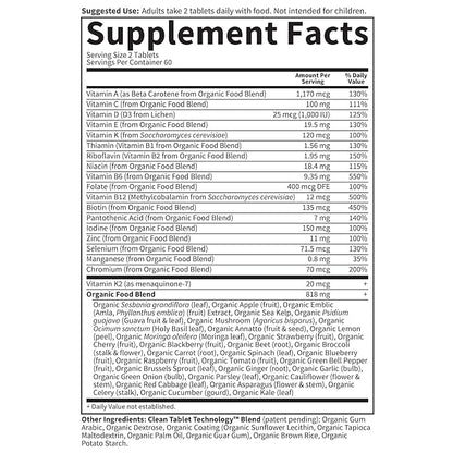 Garden of Life Organics Whole Food Multivitamin for Men, 120 Tablets, Vegan Mens Vitamins and Minerals for Health and Well-Being, Certified Organic Vegan Multi