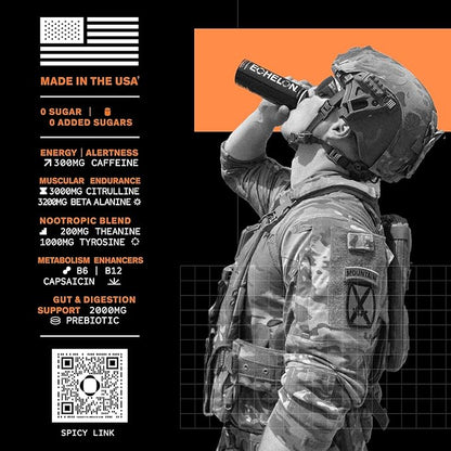 Echelon Pre-Workout Energy Drink - 12-Pack, Mango Reaper - Peak Performance, Sustained Energy, Focus and Endurance Dietary Supplement - 300mg of Caffeine, Beta-Alanine, L-Theanine & Fiber - Vegan