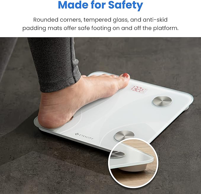 Etekcity Scale for Body Weight, Smart Digital Bathroom Weighing Scales with Body Fat and Water Weight for People, Bluetooth BMI Electronic Body Analyzer Machine, 400lb