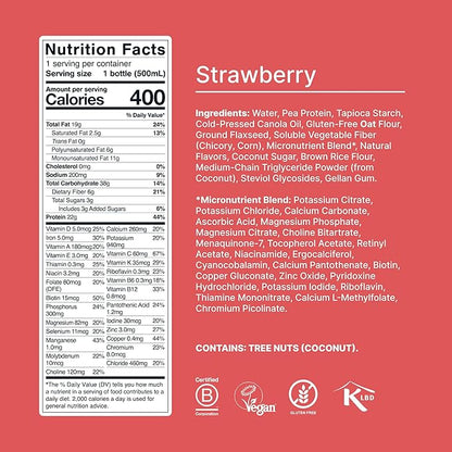 Huel Ready-to-Drink | Strawberry Shortcake Meal Replacement Drink | High Protein Drink | Nutritionally Complete, Low Sugar, High Fiber, Plant Based, Vegan, Healthy | 22g Protein Per Bottle, 16.9 Fl Oz (12 Pack)
