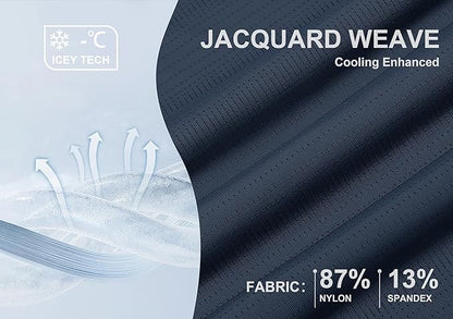 Esabel.C Jacquard Golf Shirts for Men Moisture Wicking Short Sleeve Performance Dry Fit Active Mens Polo Shirts