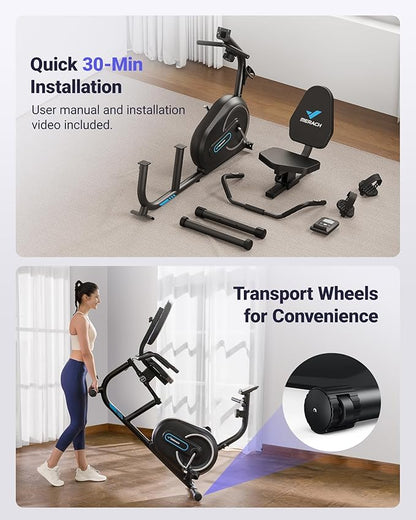 MERACH Recumbent Exercise Bike for Home with Smart Bluetooth and Exclusive App Connectivity, LCD, Heart Rate Handle, Magnetic Recumbent Bikes S08/S23