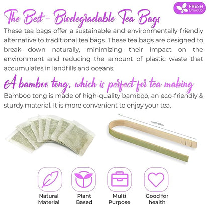 FreshDrinkUS, Premium 75 Astragalus Root Tea Bags, 100% Natural & Pure from Astragalus Root. Astragalus Root Herbal Tea. Made with Natural Material Tea Bags. No Sugar, No Caffeine, No Gluten, Vegan.