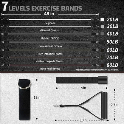 VEICK Resistance Bands, Exercise Bands for Working Out with Handles, Elastic Workout Bands for Men Women, Exercising Bands for Strength Training Equipment at Home Gym