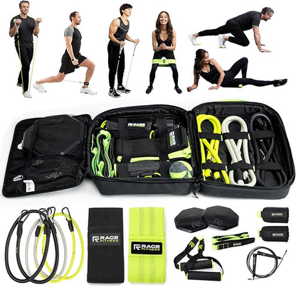 Ex Kit Home Gym Equipment with Carry Bag - 10Pcs Resistance Bands Kit with Handles, Door Anchor, Jump Rope, Booty Bands & More – Full Body Workout Bands Set for Strength, Cardio & Flexibility