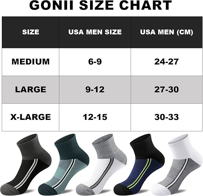 Gonii men ankle socks for men athletic running Cushion Quarter Socks 5 Pairs