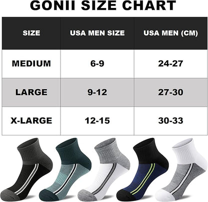 Gonii men ankle socks for men athletic running Cushion Quarter Socks 5 Pairs