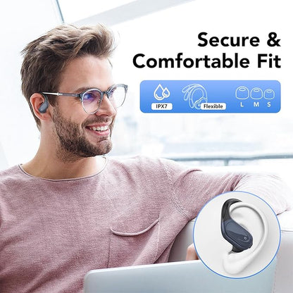 Ear buds Wireless Earbuds Bluetooth 5.3 Headphones 60hrs Playtime with Digital Display Sports Wireless Headphones with Earhook Deep Bass IPX7 Waterproof Over-Ear Earbuds for Android iOS Workout Black