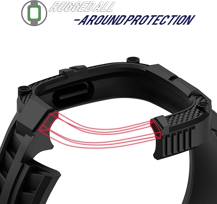 GELISHI Compatible with Fitbit Versa 3 Bands with Bumper,TPU Sport Protective Case Rugged Protector Replacement Strap Accessories for Fitbit Sense/Fitbit Versa 3 Smart Watch