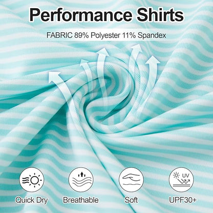 Golf Shirts for Men - Moisture Wicking Short Sleeve Performance Sport Casual Striped Collared Mens Polo Shirt