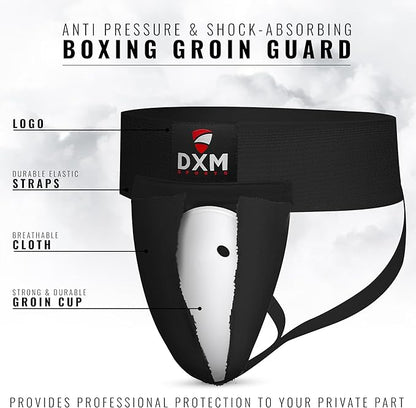 DXM SPORTS Groin Protector Cup Men, Boxing Kickboxing MMA Muay Thai Sparring Groin Guard, Ventilated Adjustable, Karate Fighting Training, Underwear Jiu Jitsu BJJ Protection