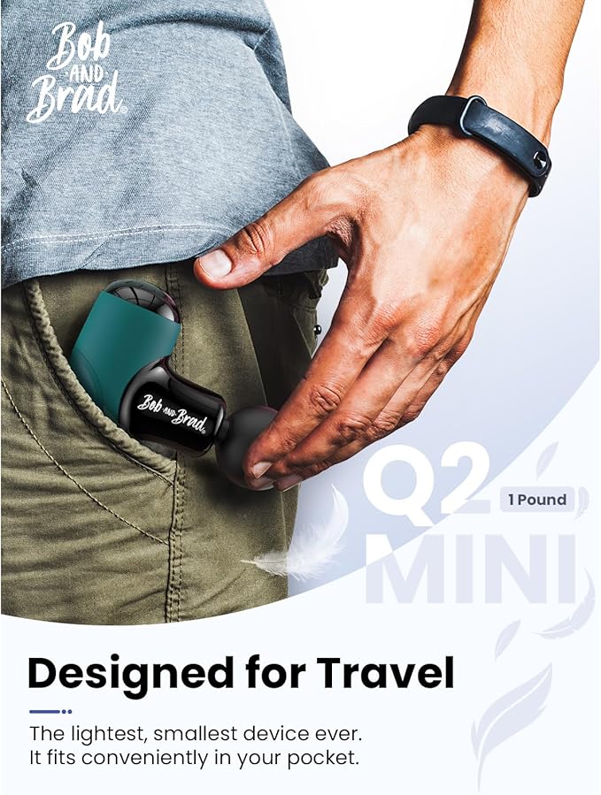 BOB AND BRAD Q2 Mini Massage Gun, Pocket-Sized Deep Tissue Massager Gun, Portable Percussion Muscle Massager Gun, Ultra Small & Quiet Muscle Massage Gun with Carry Case -Green
